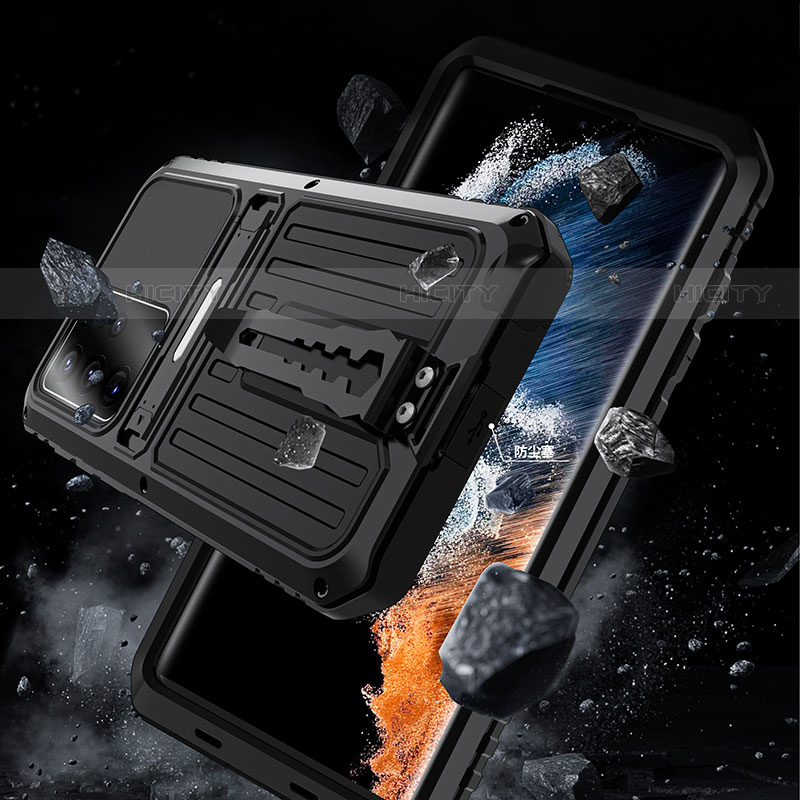 Silikon Hülle Handyhülle und Kunststoff Schutzhülle Hartschalen Tasche mit Ständer A01 für Samsung Galaxy S21 Ultra 5G groß