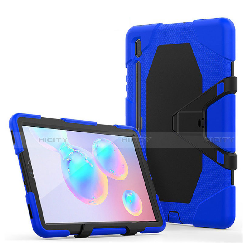 Silikon Hülle Handyhülle und Kunststoff Schutzhülle Hartschalen Tasche mit Ständer A01 für Samsung Galaxy Tab S6 10.5 SM-T860 Blau Plus