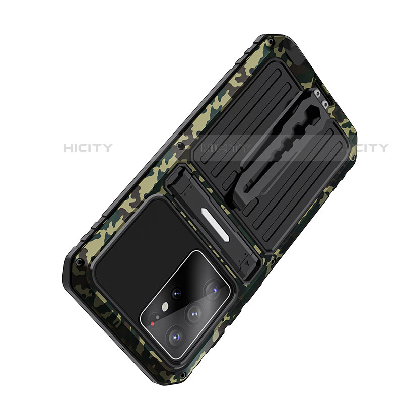 Silikon Hülle Handyhülle und Kunststoff Schutzhülle Hartschalen Tasche mit Ständer A02 für Samsung Galaxy S21 Ultra 5G groß