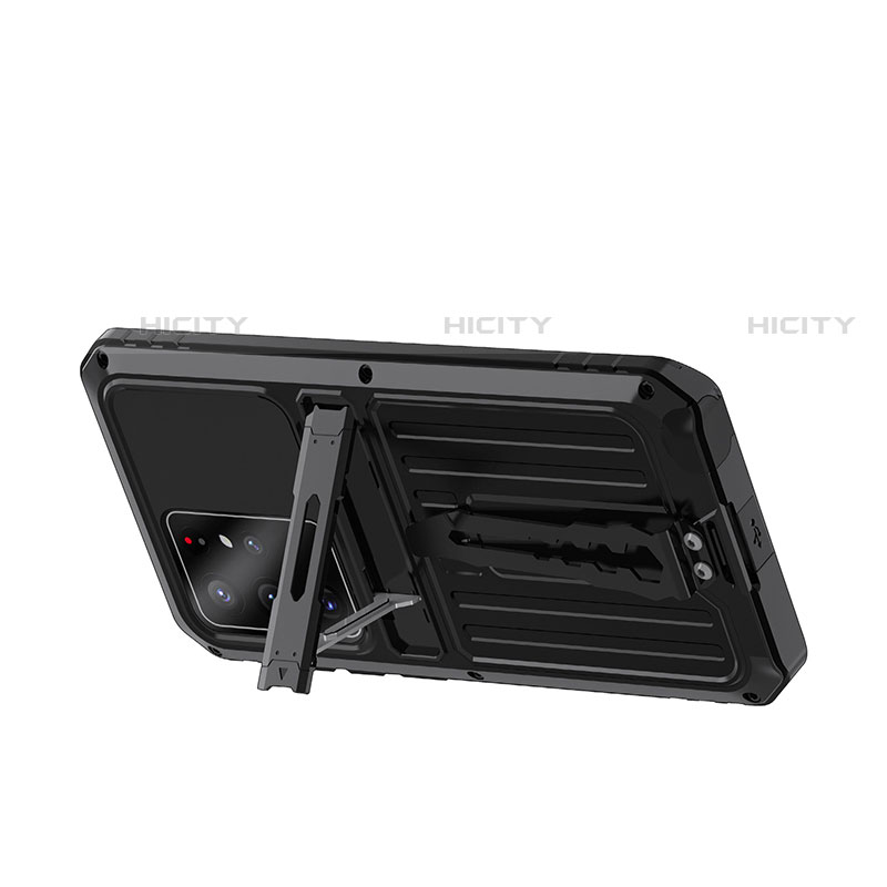 Silikon Hülle Handyhülle und Kunststoff Schutzhülle Hartschalen Tasche mit Ständer A02 für Samsung Galaxy S21 Ultra 5G groß