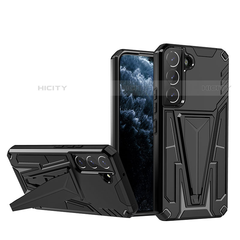 Silikon Hülle Handyhülle und Kunststoff Schutzhülle Hartschalen Tasche mit Ständer A03 für Samsung Galaxy S23 5G groß