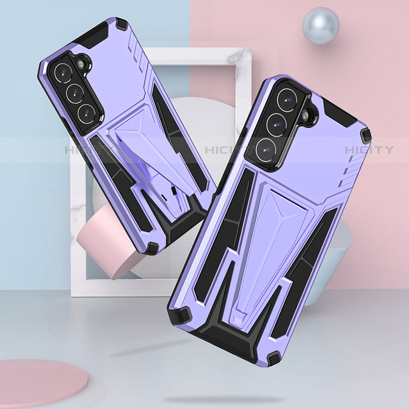 Silikon Hülle Handyhülle und Kunststoff Schutzhülle Hartschalen Tasche mit Ständer A03 für Samsung Galaxy S23 5G groß