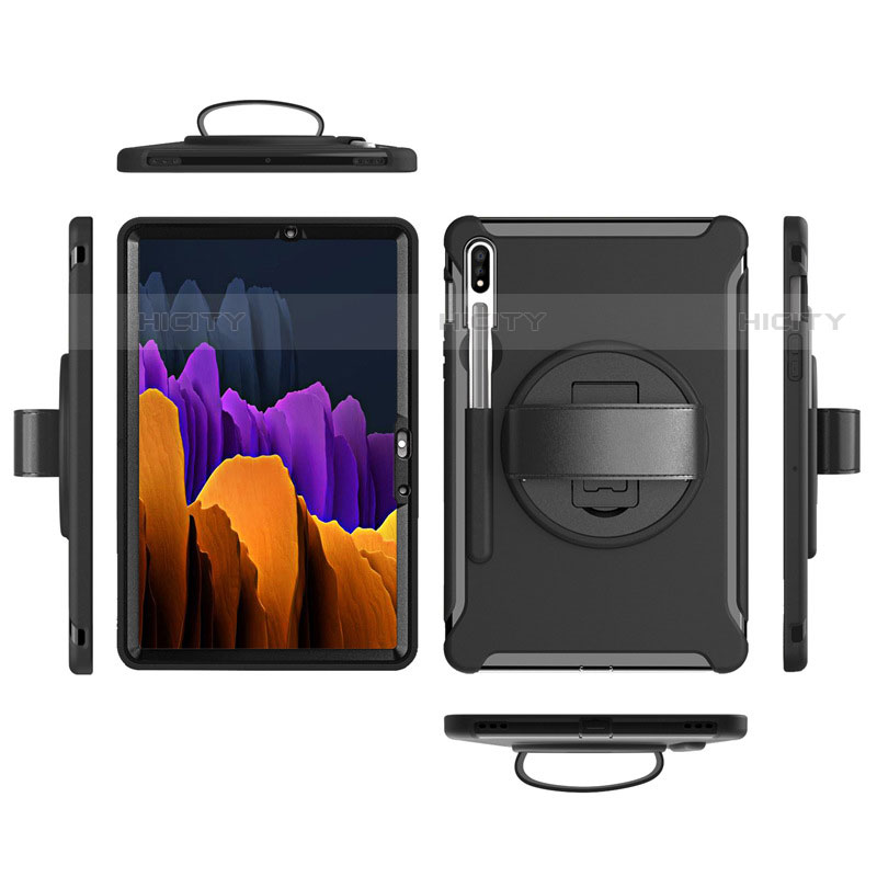 Silikon Hülle Handyhülle und Kunststoff Schutzhülle Hartschalen Tasche mit Ständer A03 für Samsung Galaxy Tab S7 4G 11 SM-T875