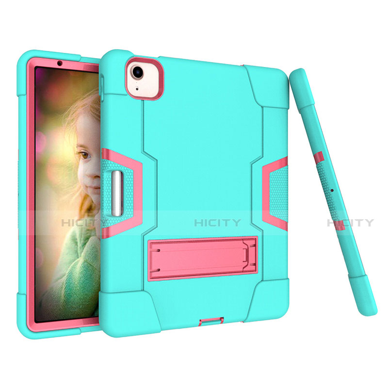 Silikon Hülle Handyhülle und Kunststoff Schutzhülle Hartschalen Tasche mit Ständer für Apple New iPad Air 10.9 (2020)