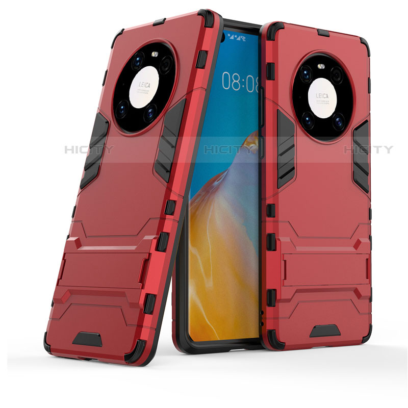 Silikon Hülle Handyhülle und Kunststoff Schutzhülle Hartschalen Tasche mit Ständer für Huawei Mate 40 groß