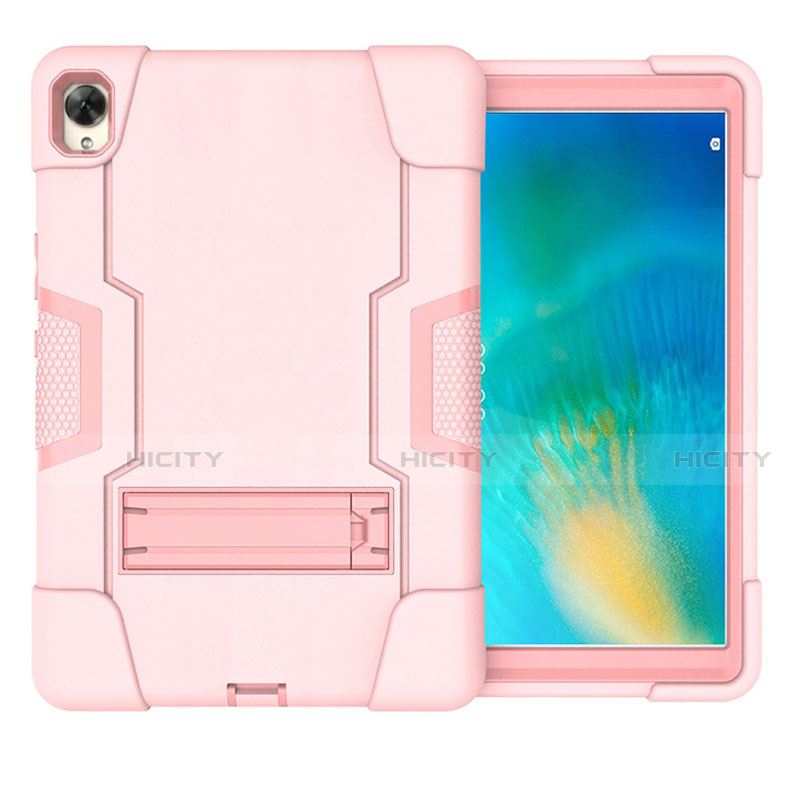 Silikon Hülle Handyhülle und Kunststoff Schutzhülle Hartschalen Tasche mit Ständer für Huawei MatePad 10.8 Rosa