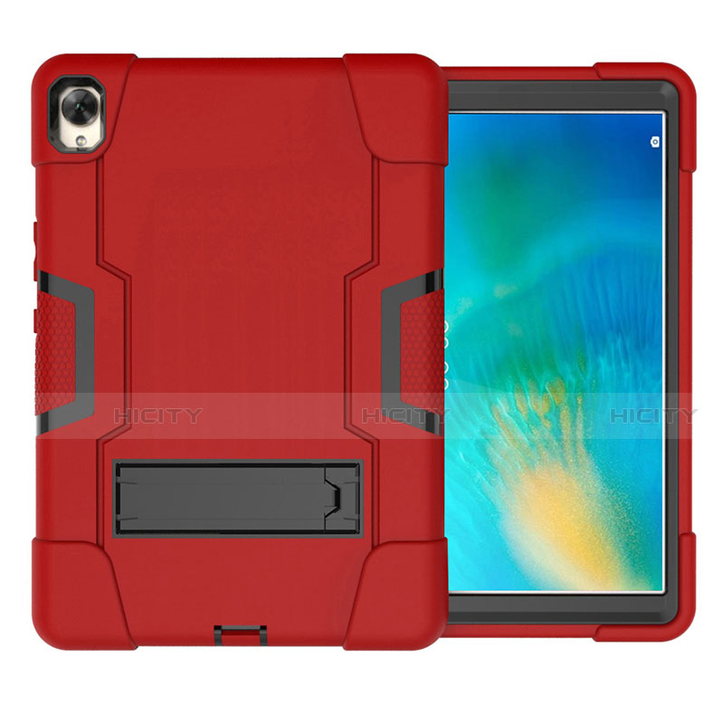 Silikon Hülle Handyhülle und Kunststoff Schutzhülle Hartschalen Tasche mit Ständer für Huawei MatePad 10.8 Rot Plus