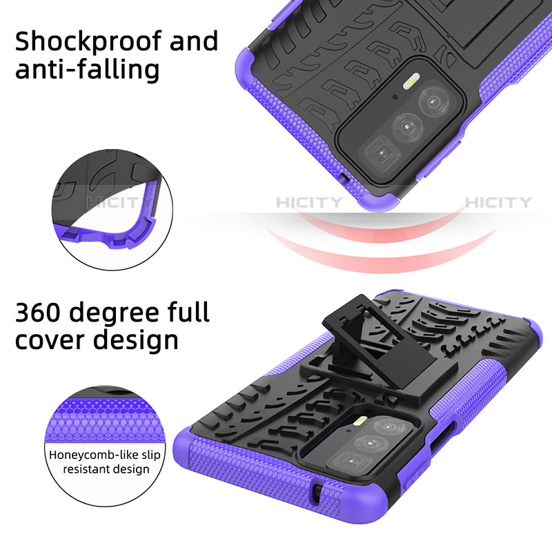 Silikon Hülle Handyhülle und Kunststoff Schutzhülle Hartschalen Tasche mit Ständer für Motorola Moto Edge S Pro 5G