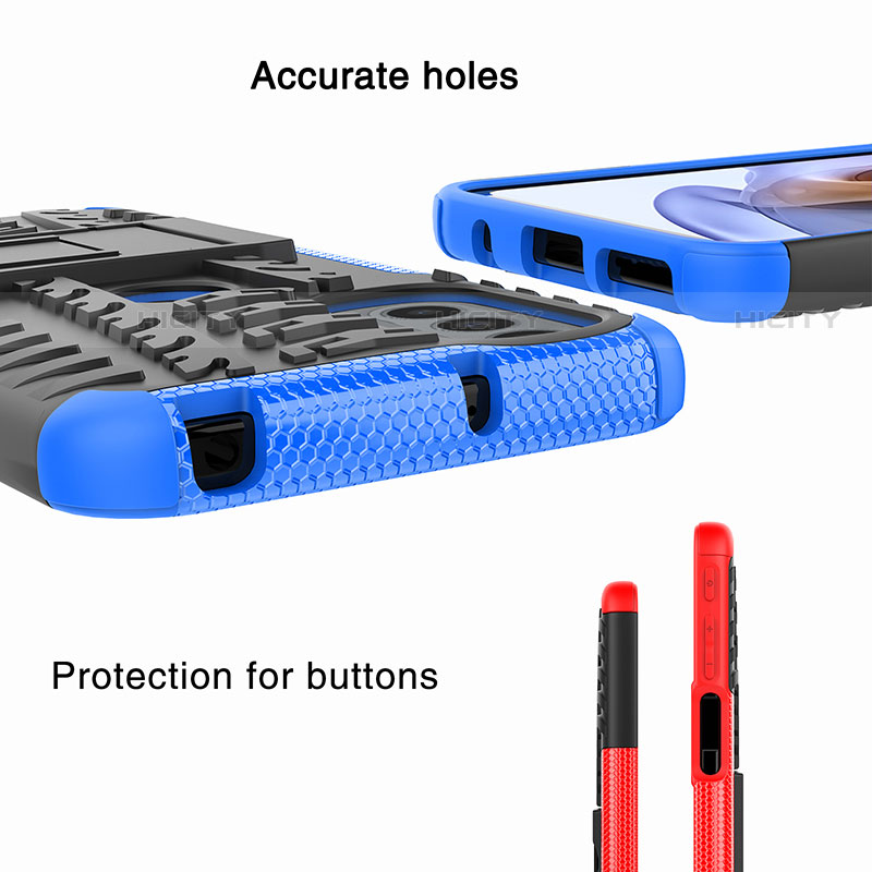 Silikon Hülle Handyhülle und Kunststoff Schutzhülle Hartschalen Tasche mit Ständer für Motorola Moto G31