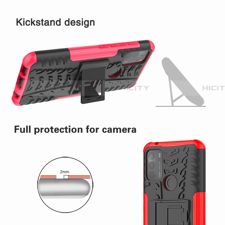 Silikon Hülle Handyhülle und Kunststoff Schutzhülle Hartschalen Tasche mit Ständer für Motorola Moto G50