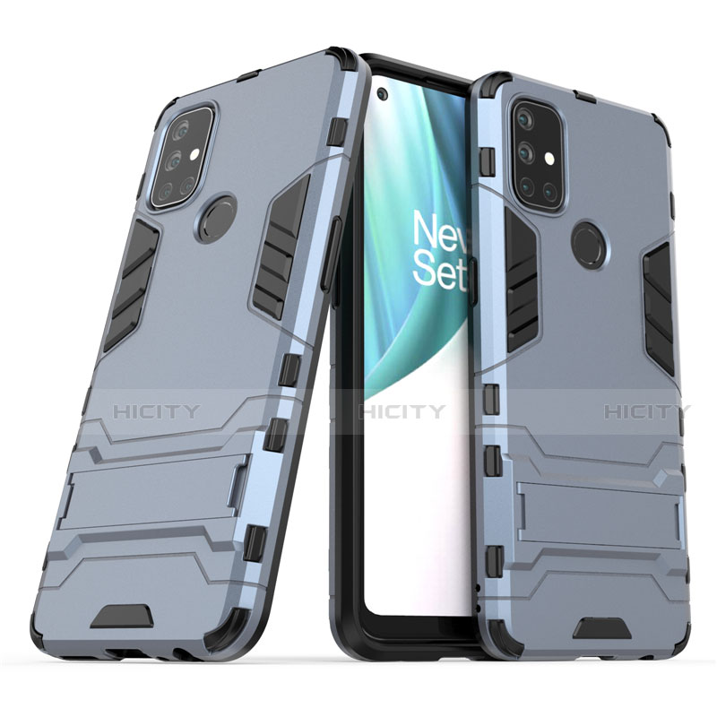 Silikon Hülle Handyhülle und Kunststoff Schutzhülle Hartschalen Tasche mit Ständer für OnePlus Nord N10 5G