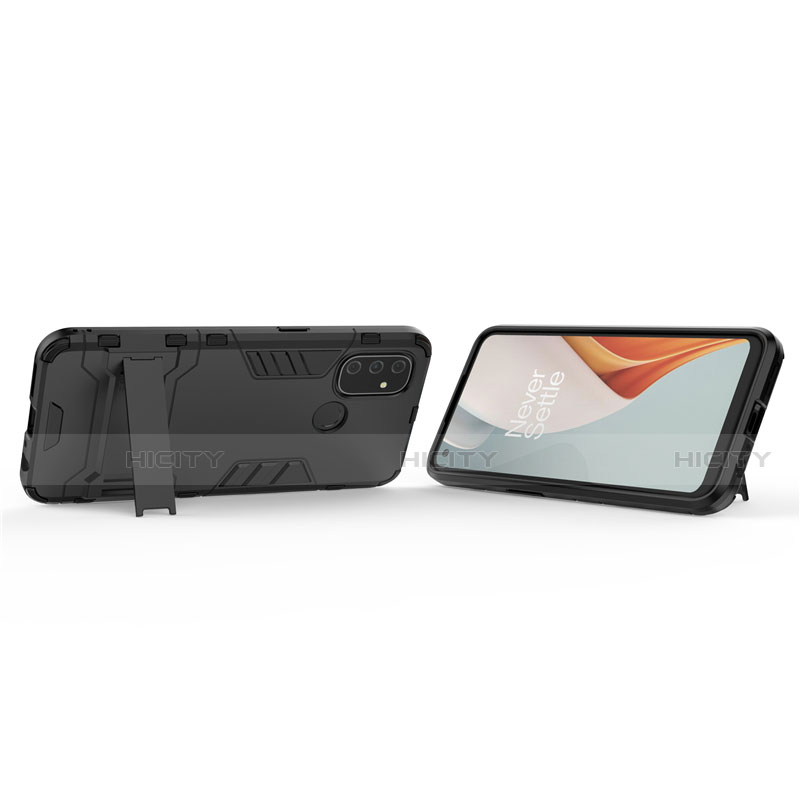Silikon Hülle Handyhülle und Kunststoff Schutzhülle Hartschalen Tasche mit Ständer für OnePlus Nord N100