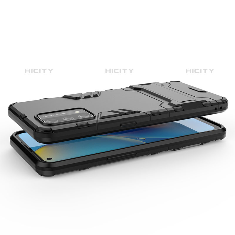 Silikon Hülle Handyhülle und Kunststoff Schutzhülle Hartschalen Tasche mit Ständer für Oppo A74 4G