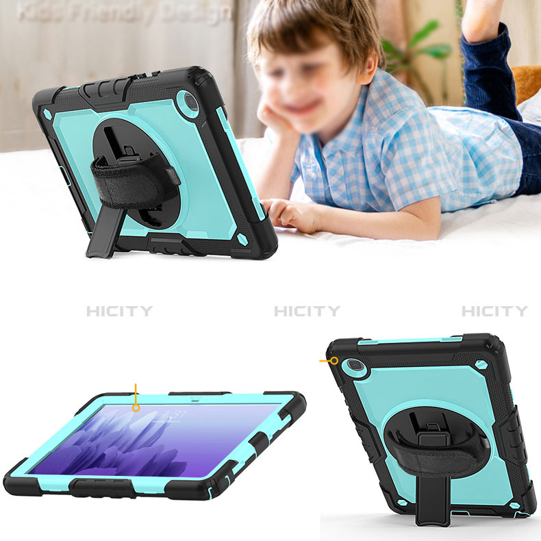 Silikon Hülle Handyhülle und Kunststoff Schutzhülle Hartschalen Tasche mit Ständer für Samsung Galaxy Tab A7 4G 10.4 SM-T505 groß