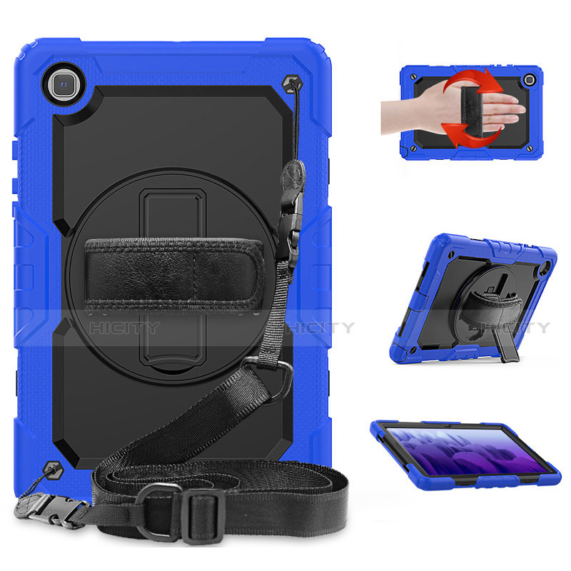 Silikon Hülle Handyhülle und Kunststoff Schutzhülle Hartschalen Tasche mit Ständer für Samsung Galaxy Tab A7 Wi-Fi 10.4 SM-T500 Blau
