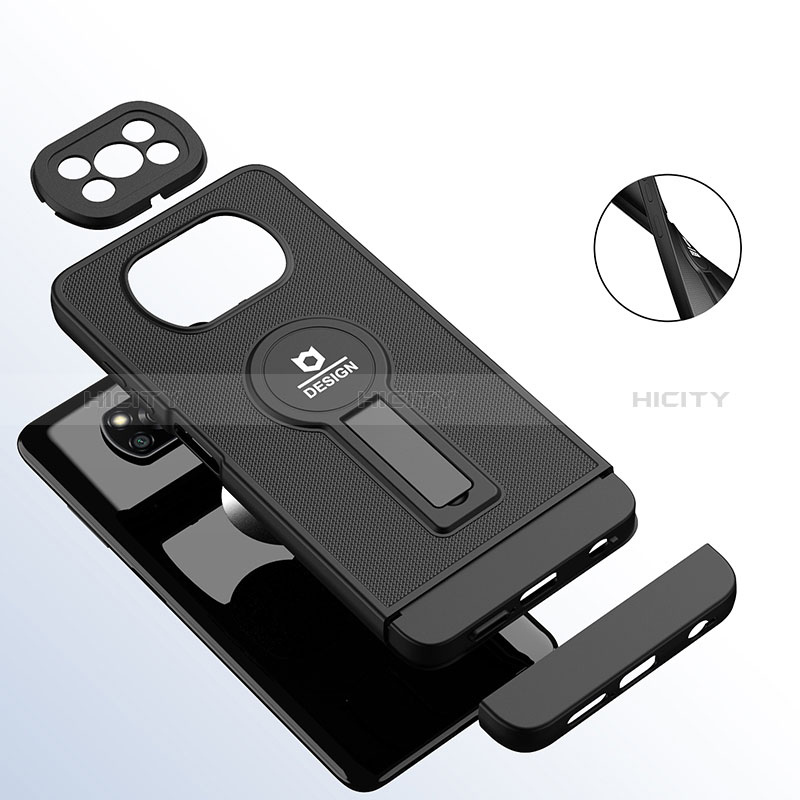 Silikon Hülle Handyhülle und Kunststoff Schutzhülle Hartschalen Tasche mit Ständer H01P für Xiaomi Poco X3 Pro