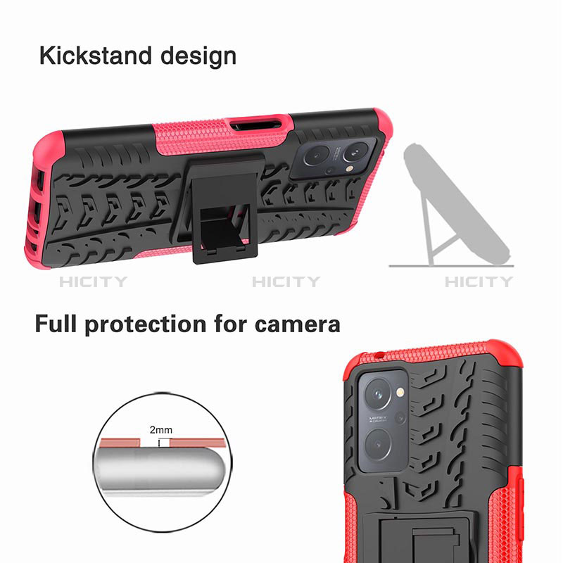 Silikon Hülle Handyhülle und Kunststoff Schutzhülle Hartschalen Tasche mit Ständer JX1 für Oppo A96 4G