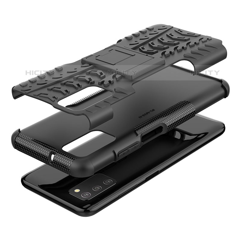Silikon Hülle Handyhülle und Kunststoff Schutzhülle Hartschalen Tasche mit Ständer JX1 für Samsung Galaxy M02s
