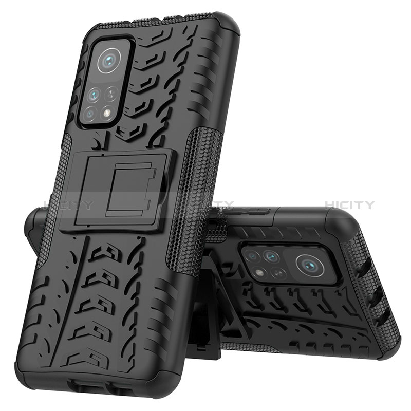 Silikon Hülle Handyhülle und Kunststoff Schutzhülle Hartschalen Tasche mit Ständer JX1 für Xiaomi Mi 10T Pro 5G