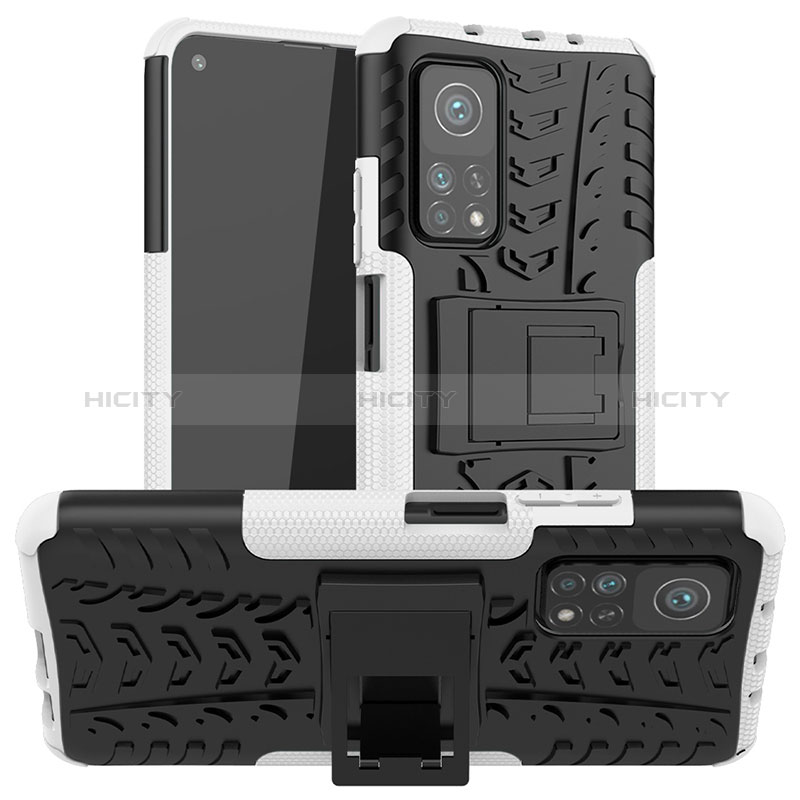Silikon Hülle Handyhülle und Kunststoff Schutzhülle Hartschalen Tasche mit Ständer JX1 für Xiaomi Mi 10T Pro 5G