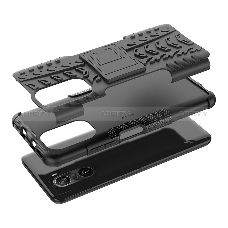 Silikon Hülle Handyhülle und Kunststoff Schutzhülle Hartschalen Tasche mit Ständer JX1 für Xiaomi Mi 11X Pro 5G