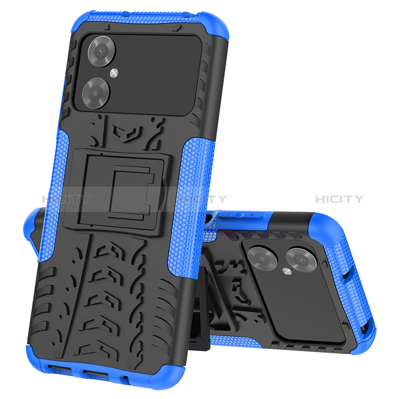 Silikon Hülle Handyhülle und Kunststoff Schutzhülle Hartschalen Tasche mit Ständer JX1 für Xiaomi Redmi Note 11R 5G