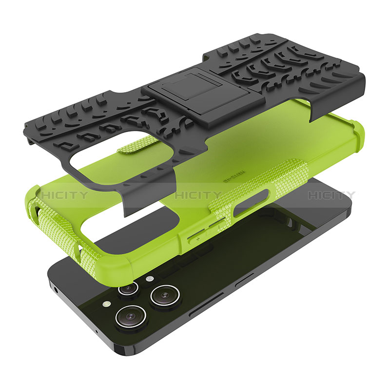 Silikon Hülle Handyhülle und Kunststoff Schutzhülle Hartschalen Tasche mit Ständer JX2 für Xiaomi Redmi 12 4G