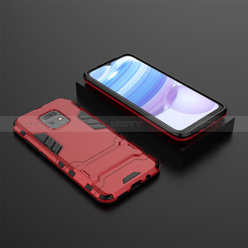 Silikon Hülle Handyhülle und Kunststoff Schutzhülle Hartschalen Tasche mit Ständer KC1 für Xiaomi Redmi 10X 5G