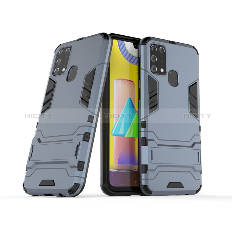 Silikon Hülle Handyhülle und Kunststoff Schutzhülle Hartschalen Tasche mit Ständer KC3 für Samsung Galaxy M31 Prime Edition groß