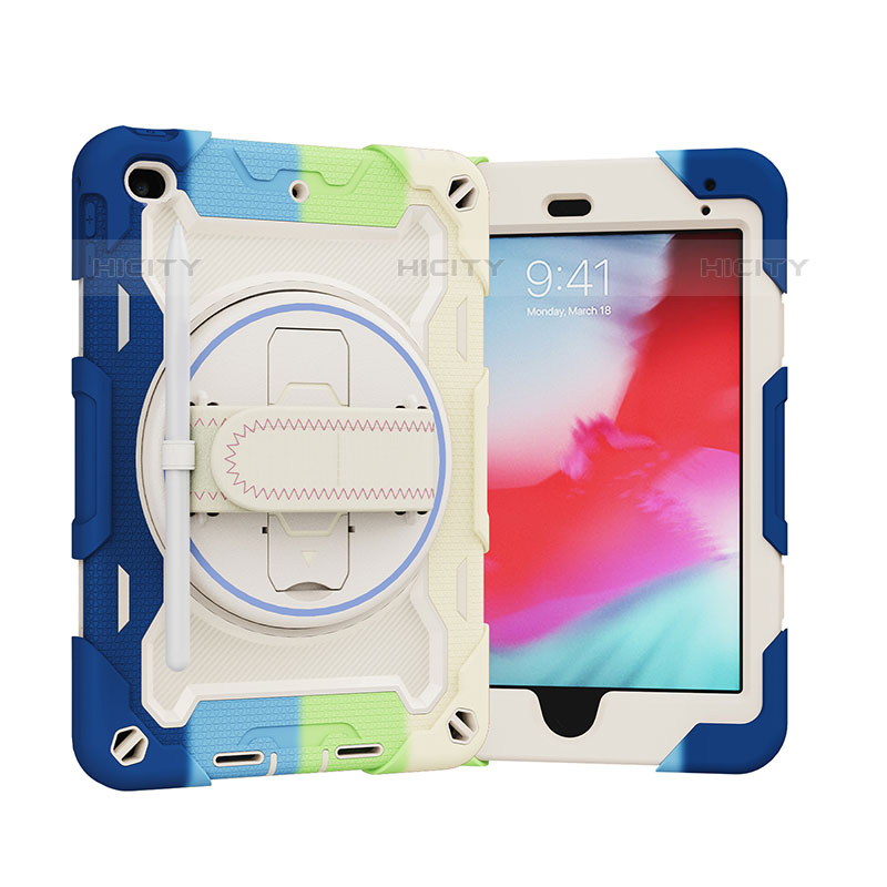 Silikon Hülle Handyhülle und Kunststoff Schutzhülle Hartschalen Tasche mit Ständer L01 für Apple iPad Mini 5 (2019)