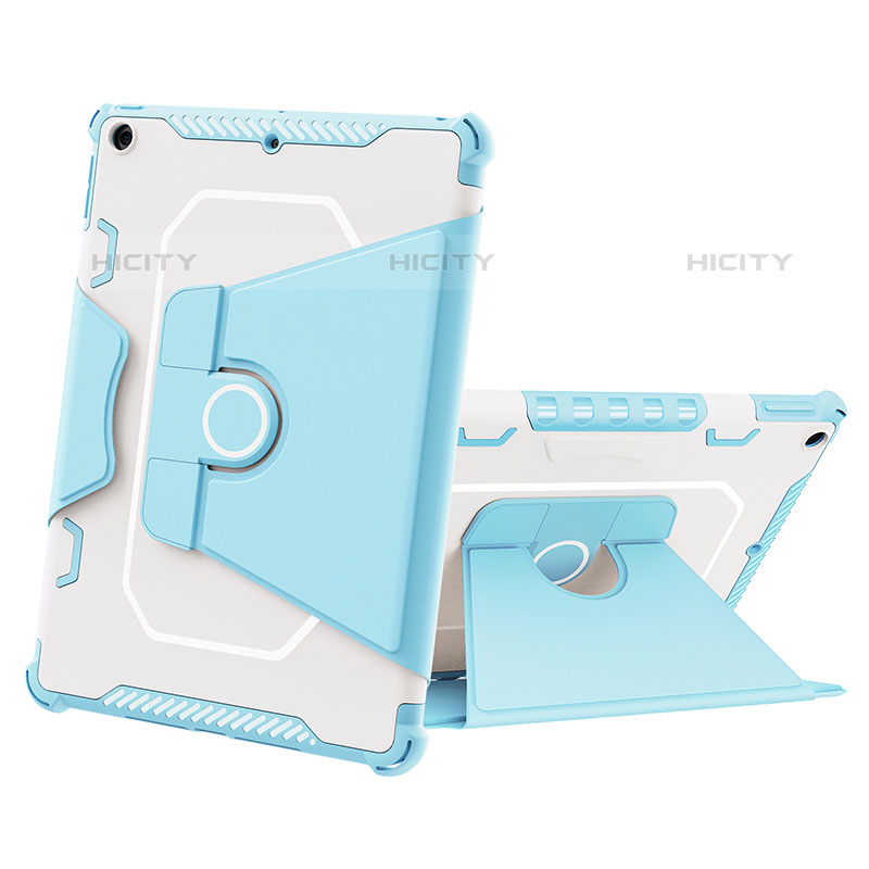 Silikon Hülle Handyhülle und Kunststoff Schutzhülle Hartschalen Tasche mit Ständer L05 für Apple iPad 10.2 (2020) Blau Plus