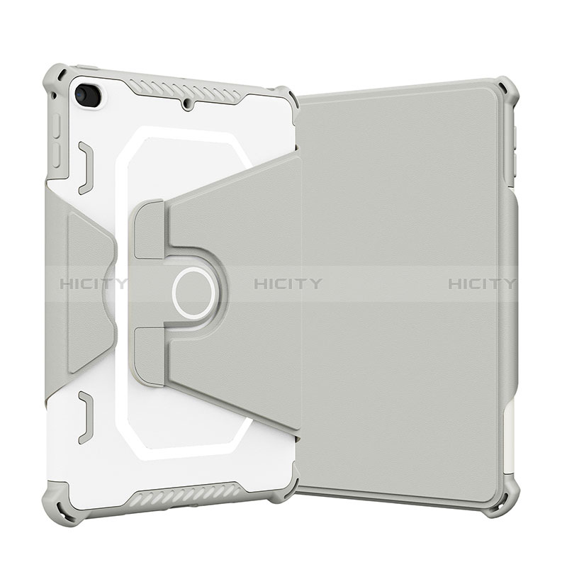 Silikon Hülle Handyhülle und Kunststoff Schutzhülle Hartschalen Tasche mit Ständer L05 für Apple iPad Mini 4 Grau