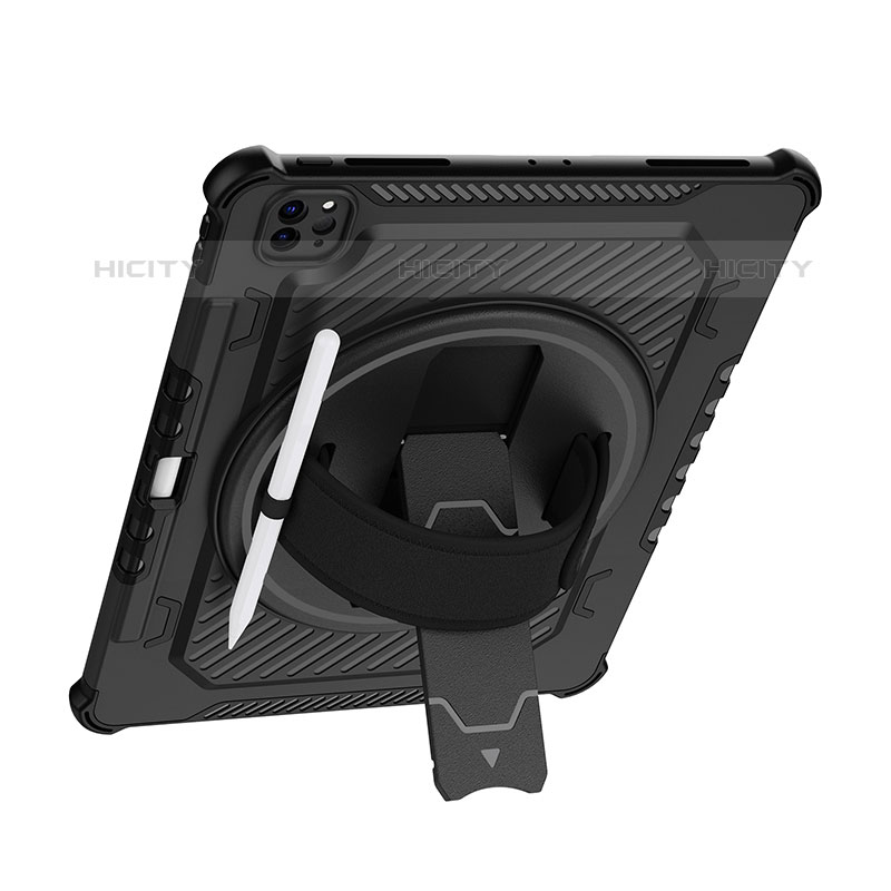 Silikon Hülle Handyhülle und Kunststoff Schutzhülle Hartschalen Tasche mit Ständer L06 für Apple iPad Pro 12.9 (2020) groß