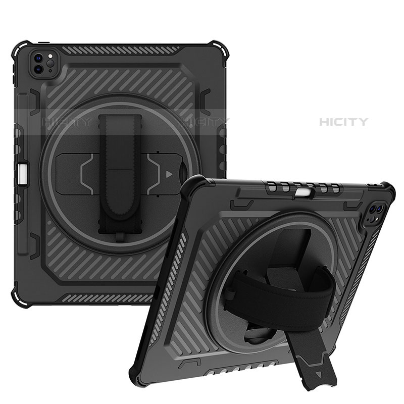 Silikon Hülle Handyhülle und Kunststoff Schutzhülle Hartschalen Tasche mit Ständer L06 für Apple iPad Pro 12.9 (2020) groß