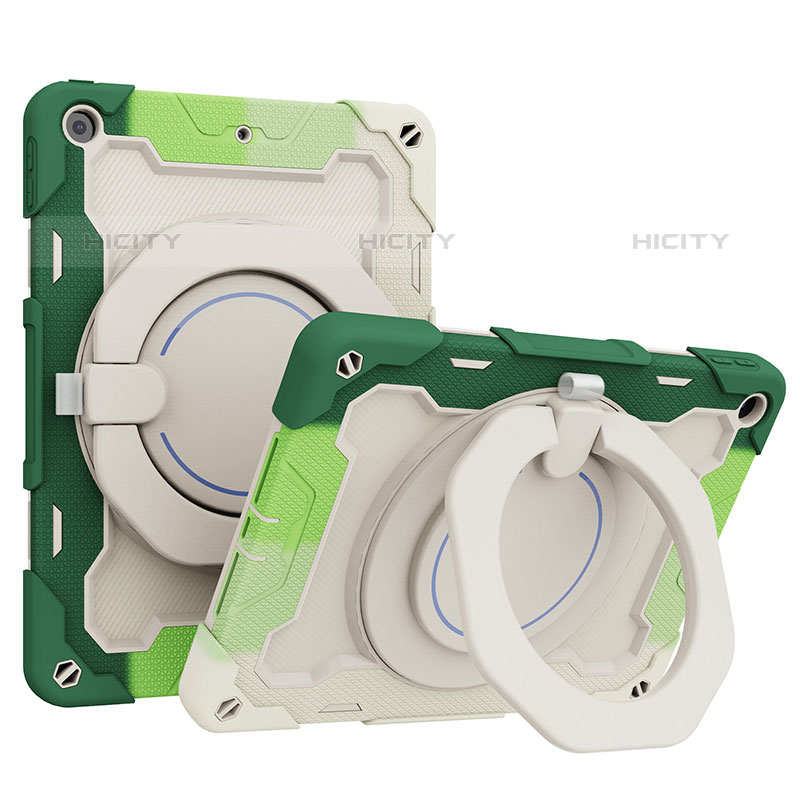 Silikon Hülle Handyhülle und Kunststoff Schutzhülle Hartschalen Tasche mit Ständer L10 für Apple iPad 10.2 (2020) Grün Plus