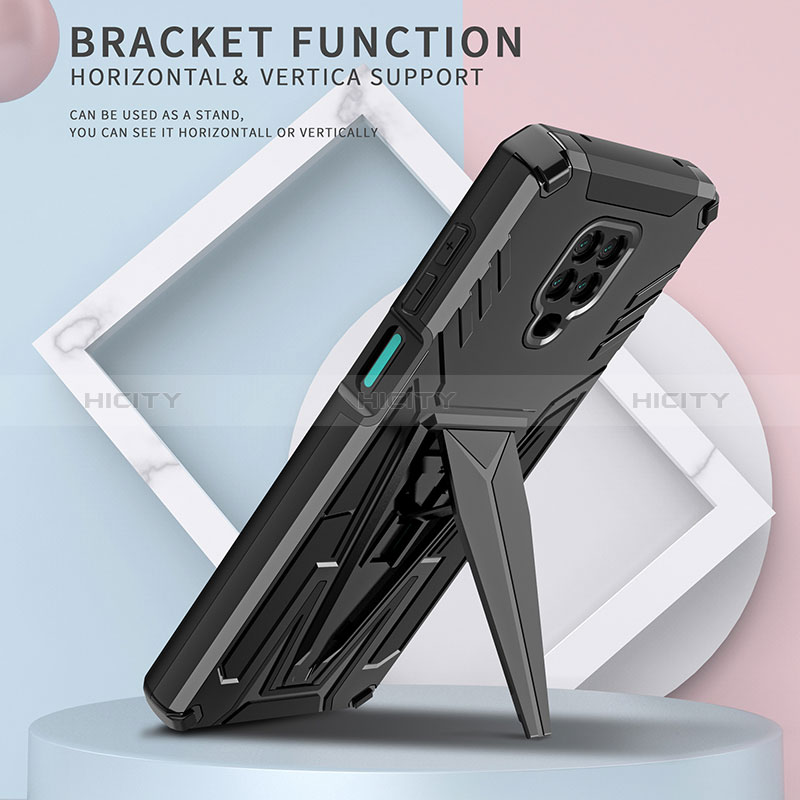 Silikon Hülle Handyhülle und Kunststoff Schutzhülle Hartschalen Tasche mit Ständer MQ1 für Xiaomi Redmi Note 9 Pro Max