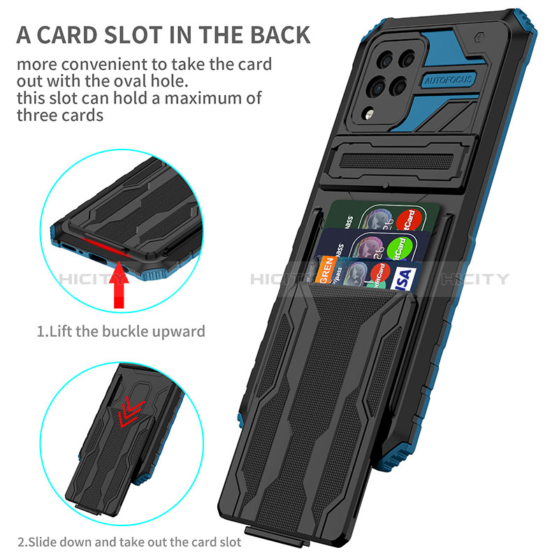 Silikon Hülle Handyhülle und Kunststoff Schutzhülle Hartschalen Tasche mit Ständer YF1 für Samsung Galaxy A42 5G