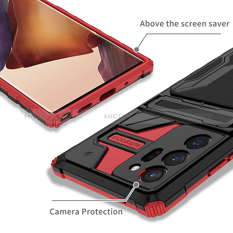 Silikon Hülle Handyhülle und Kunststoff Schutzhülle Hartschalen Tasche mit Ständer YF1 für Samsung Galaxy Note 20 Ultra 5G