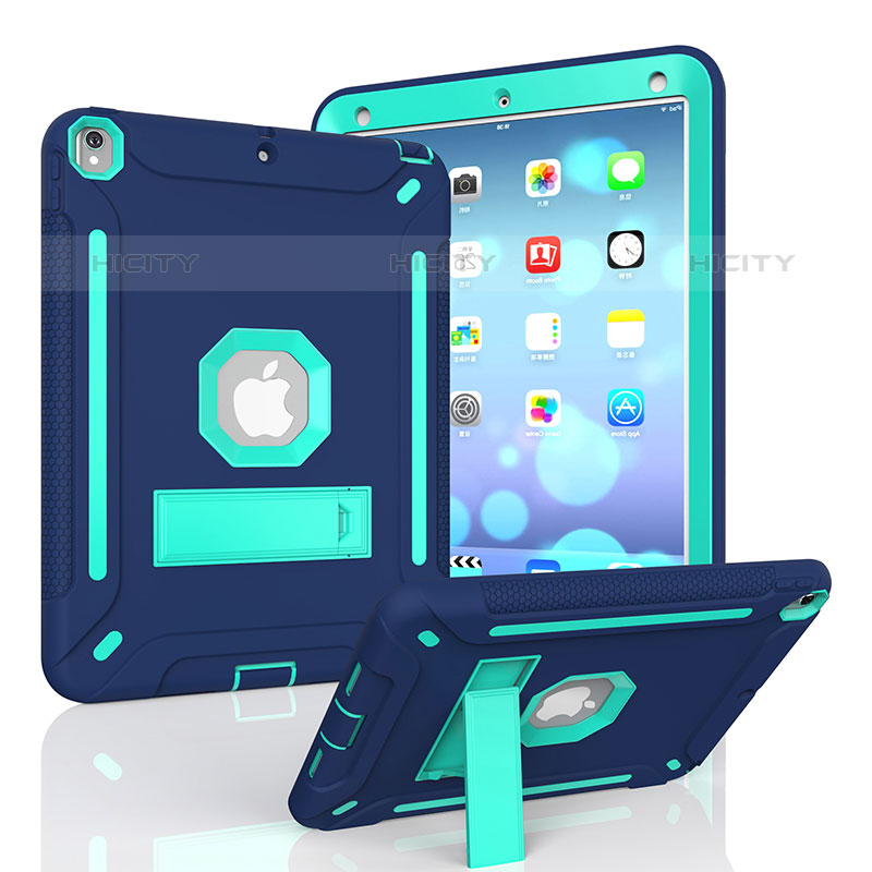 Silikon Hülle Handyhülle und Kunststoff Schutzhülle Hartschalen Tasche mit Ständer YJ1 für Apple iPad Pro 10.5 groß