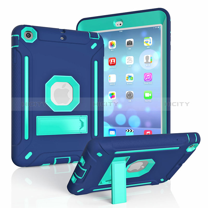 Silikon Hülle Handyhülle und Kunststoff Schutzhülle Hartschalen Tasche mit Ständer YJ2 für Apple iPad Mini