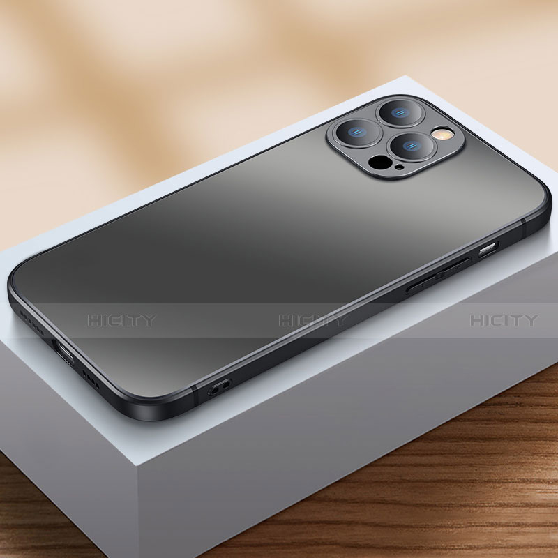 Silikon Hülle Handyhülle und Kunststoff Schutzhülle Hartschalen Tasche U01 für Apple iPhone 13 Pro Schwarz Plus