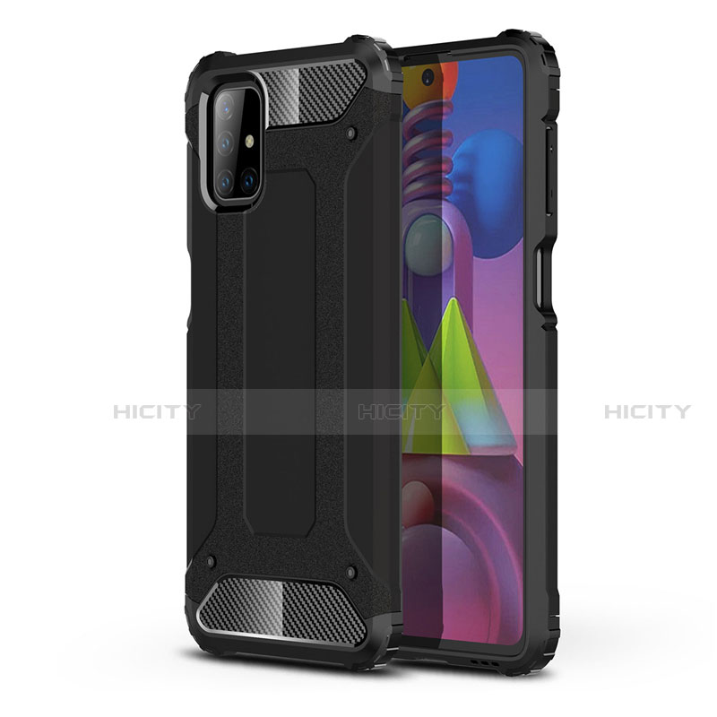 Silikon Hülle Handyhülle und Kunststoff Schutzhülle Hartschalen Tasche U01 für Samsung Galaxy M51 Schwarz Plus