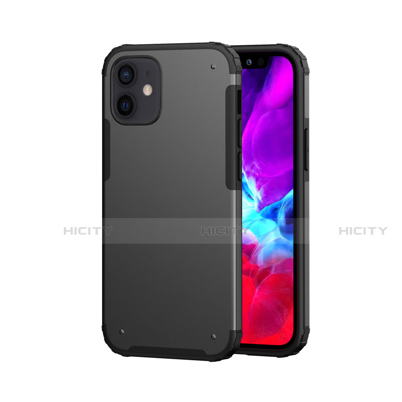 Silikon Hülle Handyhülle und Kunststoff Schutzhülle Hartschalen Tasche Vorder und Rückseite 360 Grad Ganzkörper für Apple iPhone 12 Mini Schwarz Plus