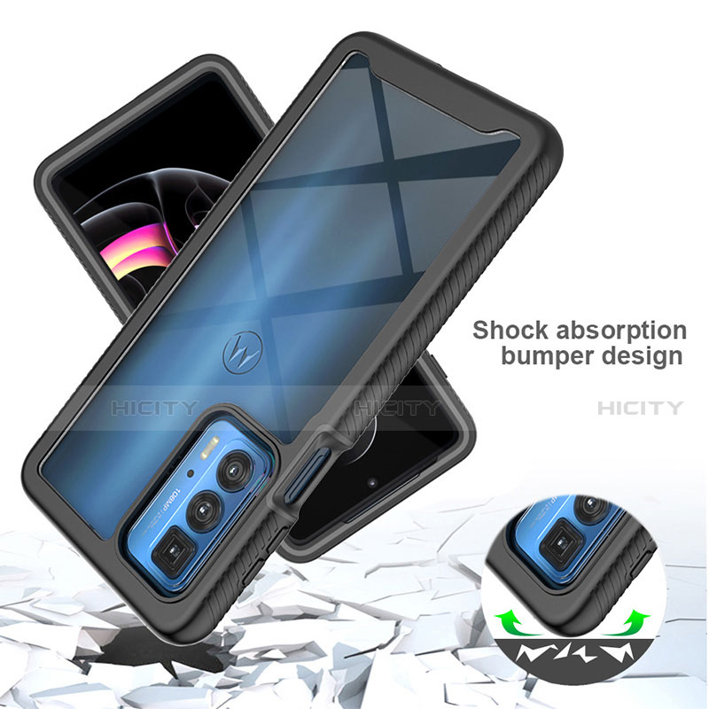 Silikon Hülle Handyhülle und Kunststoff Schutzhülle Hartschalen Tasche Vorder und Rückseite 360 Grad Ganzkörper für Motorola Moto Edge S Pro 5G