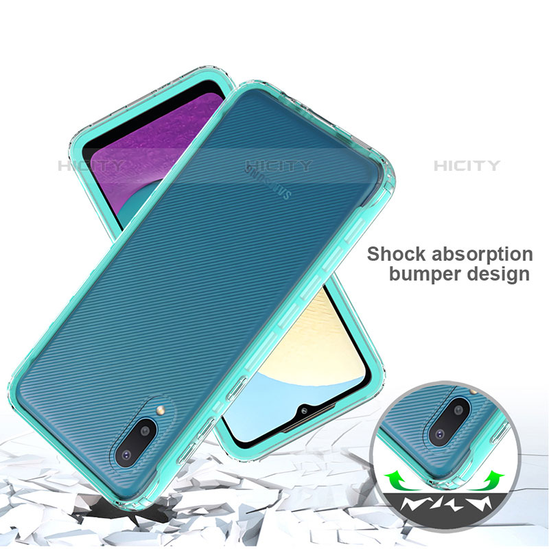 Silikon Hülle Handyhülle und Kunststoff Schutzhülle Hartschalen Tasche Vorder und Rückseite 360 Grad Ganzkörper für Samsung Galaxy M02 groß