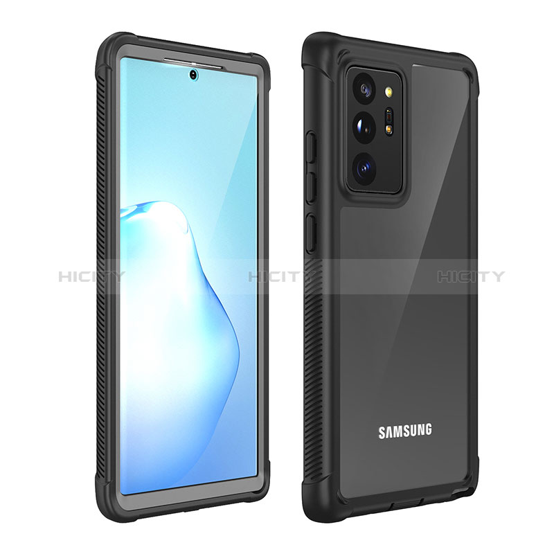 Silikon Hülle Handyhülle und Kunststoff Schutzhülle Hartschalen Tasche Vorder und Rückseite 360 Grad Ganzkörper U01 für Samsung Galaxy Note 20 Ultra 5G Schwarz