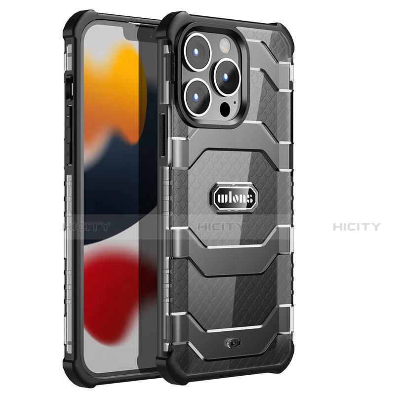 Silikon Hülle Handyhülle und Kunststoff Schutzhülle Hartschalen Tasche Vorder und Rückseite 360 Grad Ganzkörper U02 für Apple iPhone 13 Pro Max groß