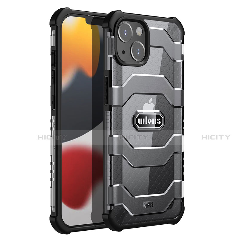 Silikon Hülle Handyhülle und Kunststoff Schutzhülle Hartschalen Tasche Vorder und Rückseite 360 Grad Ganzkörper U02 für Apple iPhone 13 Schwarz Plus