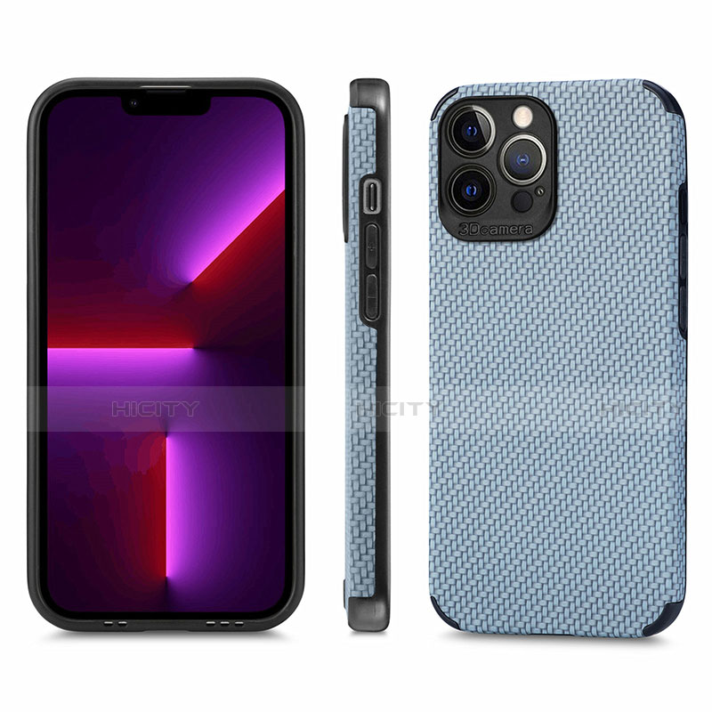 Silikon Hülle Handyhülle und Kunststoff Schutzhülle Hartschalen Tasche Vorder und Rückseite 360 Grad Ganzkörper U04 für Apple iPhone 13 Pro Max Blau Plus