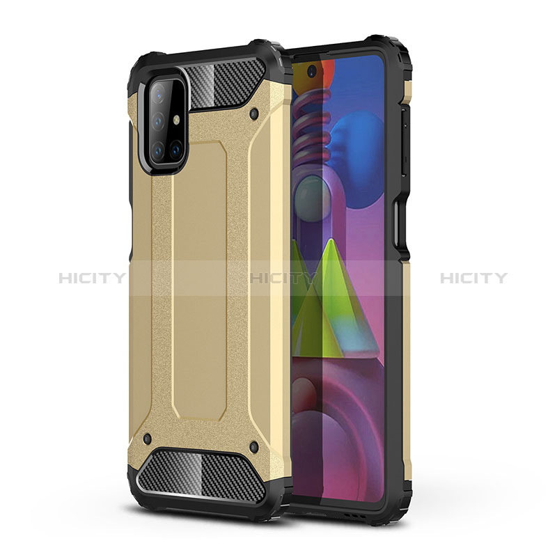 Silikon Hülle Handyhülle und Kunststoff Schutzhülle Hartschalen Tasche WL1 für Samsung Galaxy M51 Gold Plus